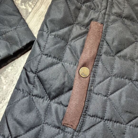 🇬🇪🔹️Anthropologie G.H. Bass Black Quilted Zippered Jacket Large - Picture 9 of 11